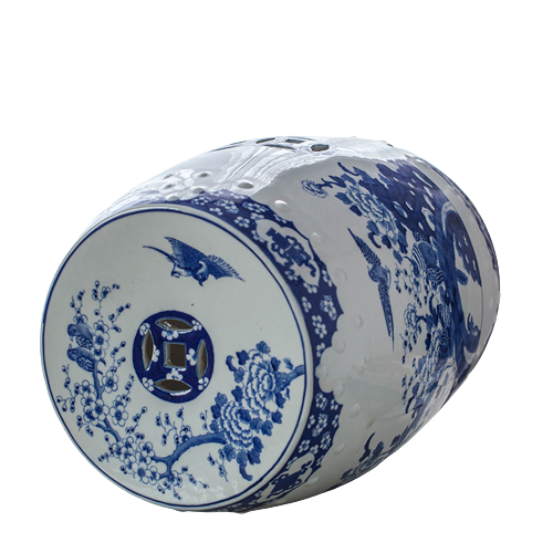 Porseleinen Tuinpoef Met Bloemetjes - The Ming Garden Collection