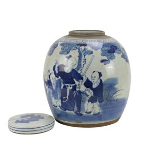 The Ming Garden Collection - Kleine Porseleinen Pot Met Chinese Mannetjes