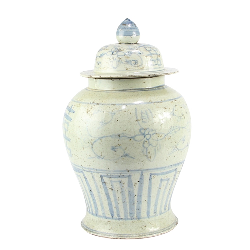 The Ming Garden Collection - Grote Oude Porseleinen Pot Met Dubbel Geluksteken