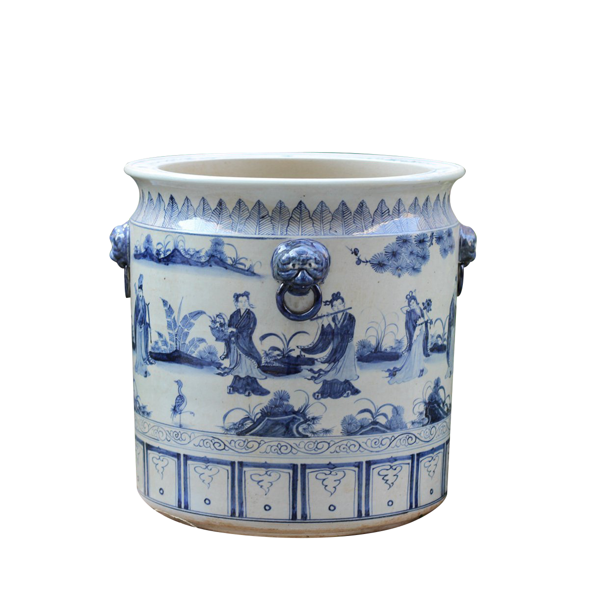 The Ming Garden Collection - Grote Porseleinen Bloempot Met Chinese Mensen