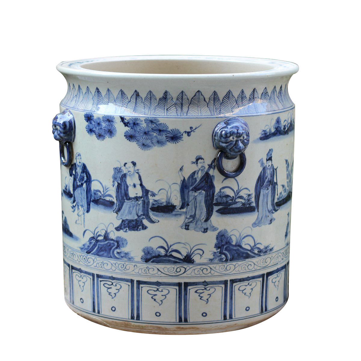 The Ming Garden Collection - Grote Porseleinen Bloempot Met Chinese Mensen