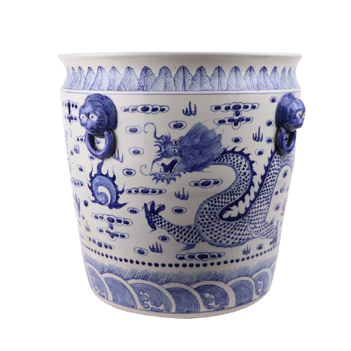 Grote Porseleinen Bloempot Met Draak - The Ming Garden Collection