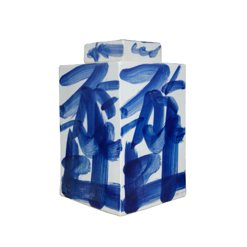 The Ming Garden Collection - Vierkante Gekalligrafeerde Chinese Porseleinen Pot