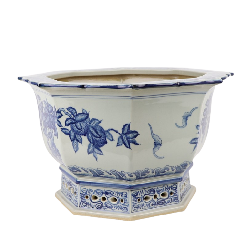 Achtzijdige Porseleinen Plantenbak - The Ming Garden Collection