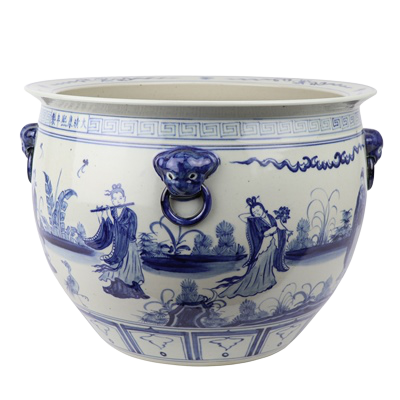 Porseleinen Bloempot Met De Acht Onsterfelijken - The Ming Garden Collection