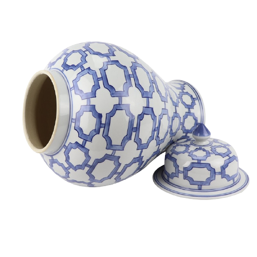 Grote Porseleinen Pot Met Geometrisch Patroon - The Ming Garden Collection