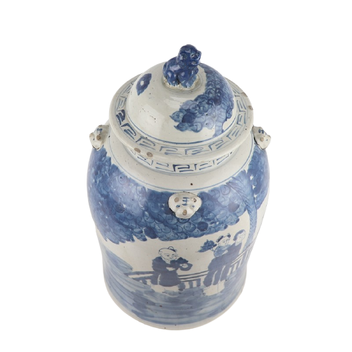 Grote Porseleinen Gemberpot Met Chinese Mensen - The Ming Garden Collection