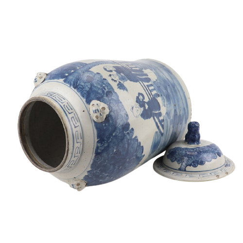 Grote Porseleinen Gemberpot Met Chinese Mensen - The Ming Garden Collection