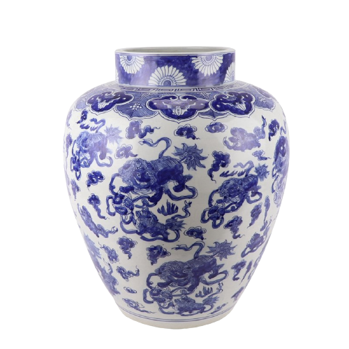 Grote Porseleinen Vaas Met Foo-dogs