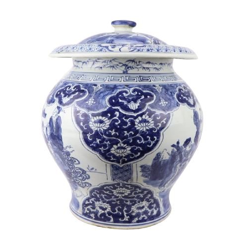 Porseleinen Pot Met Chinese Mensen - The Ming Garden Collection